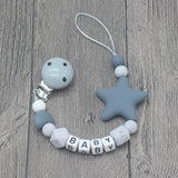 XCQGH Personalized Name Handmade Pacifier Clips Holder Chain Silicone Pacifier Chains Five Star Baby Teether Teething Chain