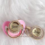 MIYOCAR Personalized any name can make gold bling pacifier and pacifier clip BPA free dummy bling unique design P8