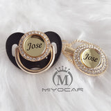 MIYOCAR Personalized any name can make gold bling pacifier and pacifier clip BPA free dummy bling unique design P8