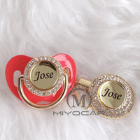 MIYOCAR Personalized any name can make gold bling pacifier and pacifier clip BPA free dummy bling unique design P8