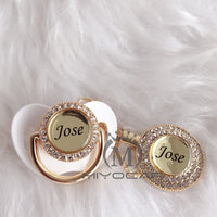 MIYOCAR Personalized any name can make gold bling pacifier and pacifier clip BPA free dummy bling unique design P8