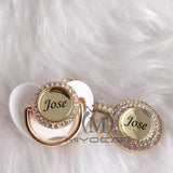 MIYOCAR Personalized any name can make gold bling pacifier and pacifier clip BPA free dummy bling unique design P8