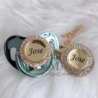 MIYOCAR Personalized any name can make gold bling pacifier and pacifier clip BPA free dummy bling unique design P8