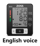 ZOSS  English or Russian Voice Cuff Wrist Sphygmomanometer Blood Presure Meter Monitor Heart Rate Pulse Portable Tonometer BP