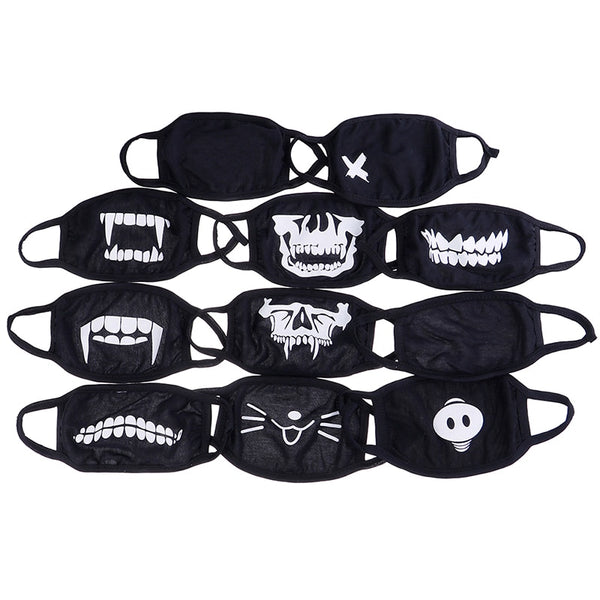 1PCS Cotton Mouth Face Mask Unisex Korean Style Kpop Black Bear Teeth Cycling Anti-Dust Cotton Mouth Mask Face Respirator Mask