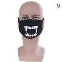 1PCS Cotton Mouth Face Mask Unisex Korean Style Kpop Black Bear Teeth Cycling Anti-Dust Cotton Mouth Mask Face Respirator Mask