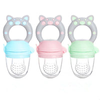 Small Pig Handle Pacifier Feeder for Baby Food Grade Silicone PP Training Nipple Milk Fresh Fruit Nibbler Teat Pacifier Bottles