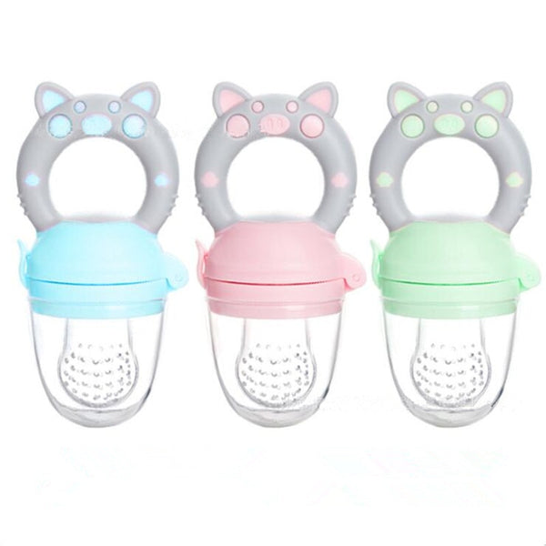 Small Pig Handle Pacifier Feeder for Baby Food Grade Silicone PP Training Nipple Milk Fresh Fruit Nibbler Teat Pacifier Bottles