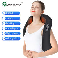 JinKaiRui U Shape Electrical Shiatsu Massager Shawl Roller Heat Massage Electric Pain Neck and Shoulder Multi-function Massagem